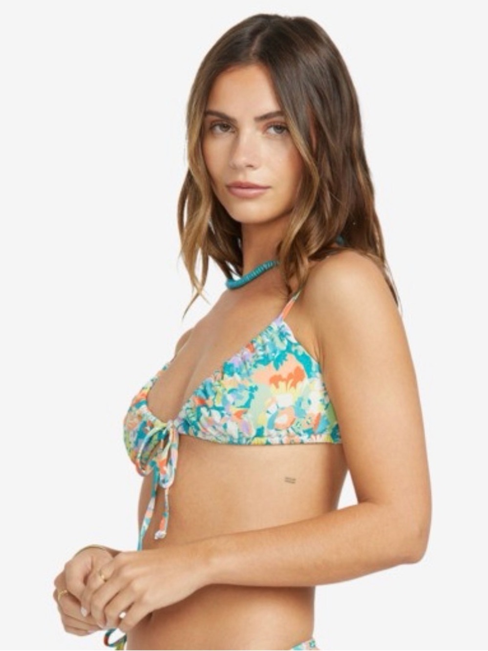 Billabong Sweet Waves Pink and White Floral Ribbed Bikini Set - Picture 9 of 12
